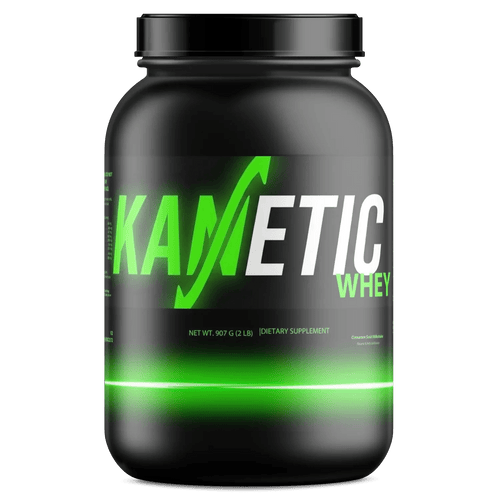 KANETIC premium supplements collection featuring cinnamon swirl whey protein, wellness, recovery, and performance products